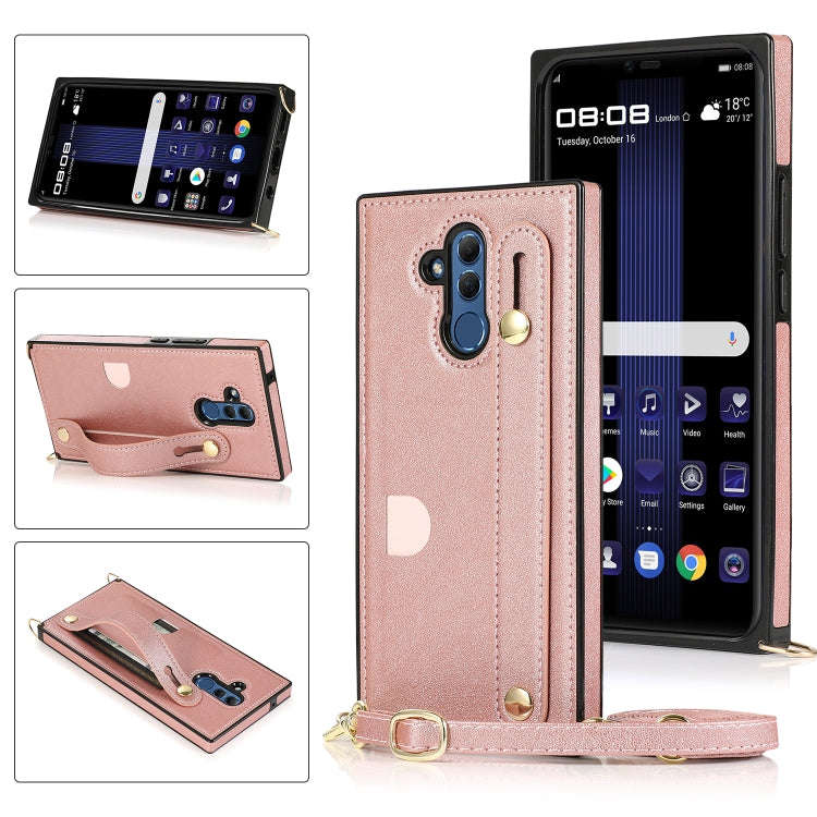 For Huawei Mate 20 Lite Wrist Strap PU+TPU Shockproof Protective Case with Crossbody Lanyard & Ho...