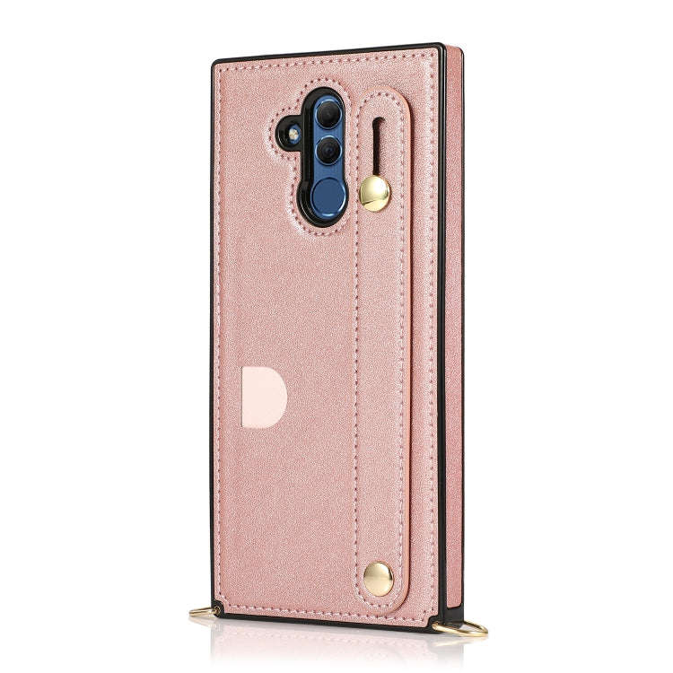 For Huawei Mate 20 Lite Wrist Strap PU+TPU Shockproof Protective Case with Crossbody Lanyard & Ho...