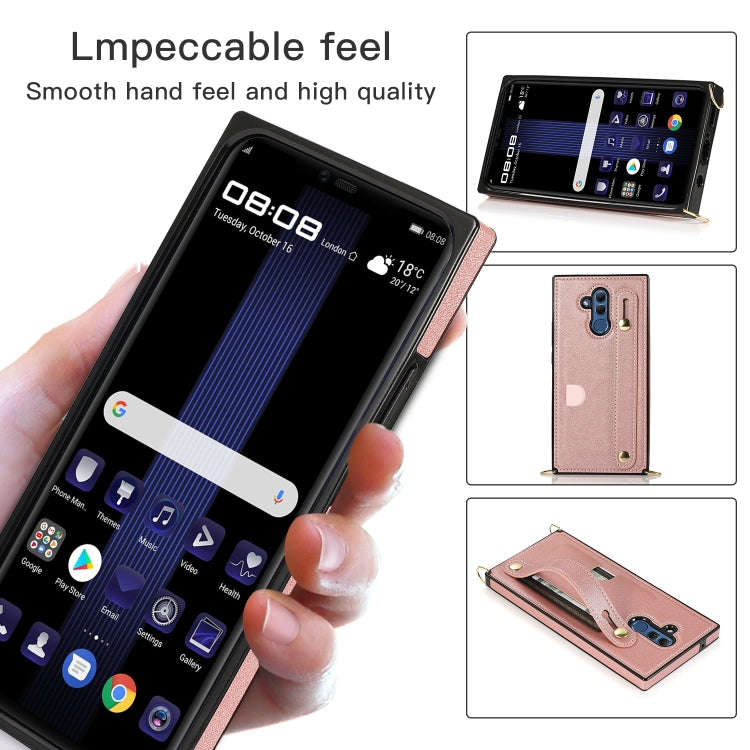 For Huawei Mate 20 Lite Wrist Strap PU+TPU Shockproof Protective Case with Crossbody Lanyard & Ho...