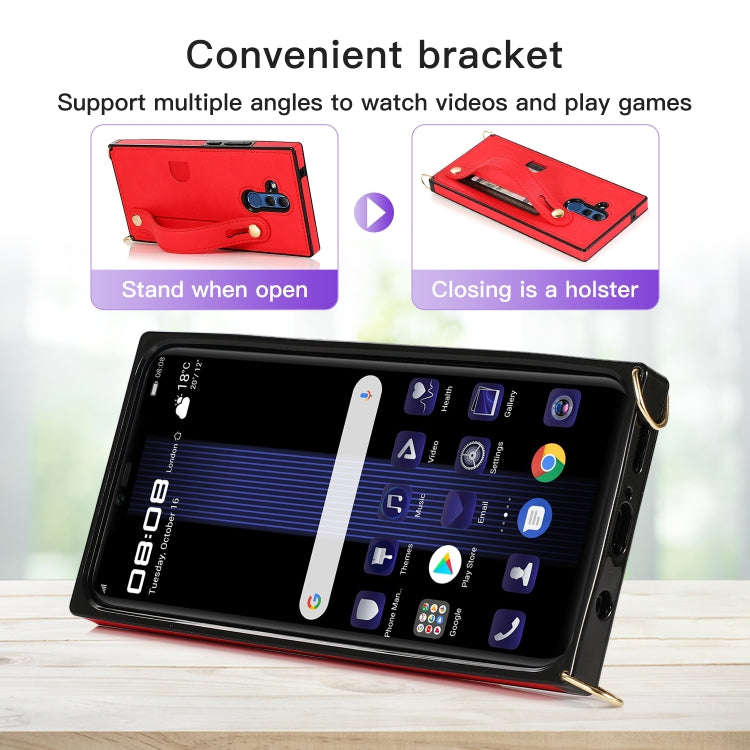 For Huawei Mate 20 Lite Wrist Strap PU+TPU Shockproof Protective Case with Crossbody Lanyard & Ho...