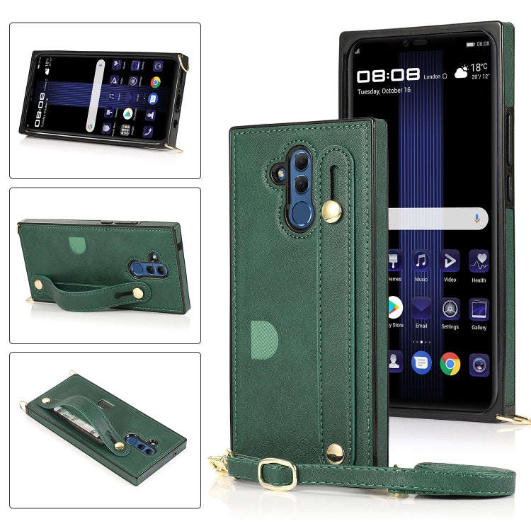 For Huawei Mate 20 Lite Wrist Strap PU+TPU Shockproof Protective Case with Crossbody Lanyard & Ho...