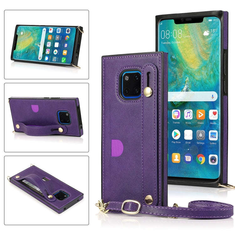 For Huawei Mate 20 Pro Wrist Strap PU+TPU Shockproof Protective Case with Crossbody Lanyard & Hol...