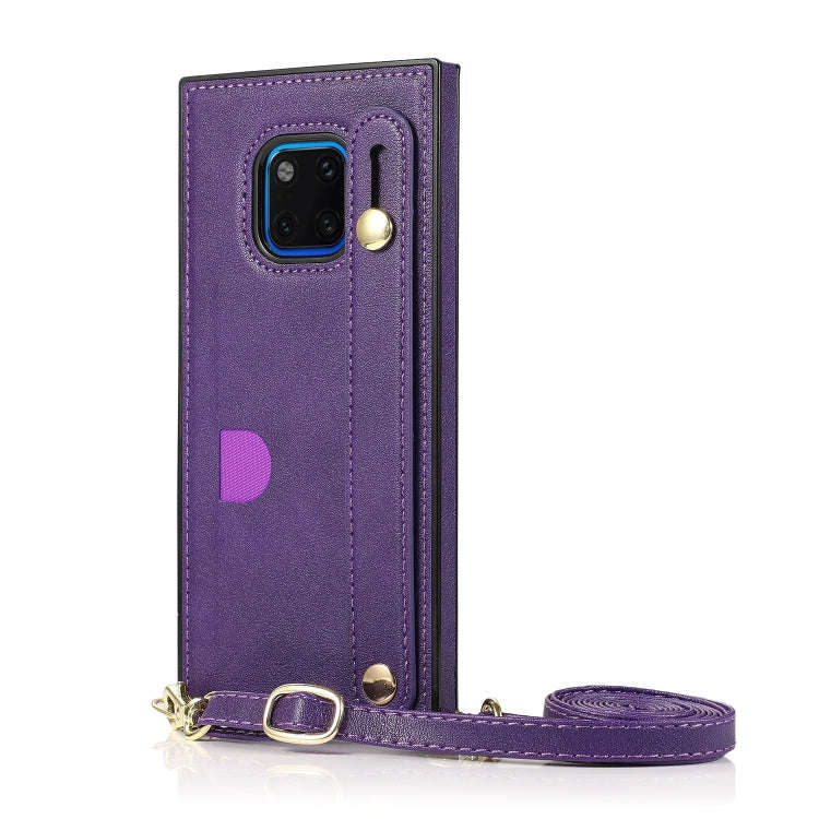 For Huawei Mate 20 Pro Wrist Strap PU+TPU Shockproof Protective Case with Crossbody Lanyard & Hol...