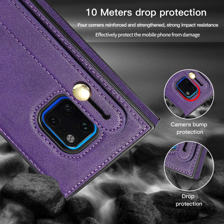 For Huawei Mate 20 Pro Wrist Strap PU+TPU Shockproof Protective Case with Crossbody Lanyard & Hol...
