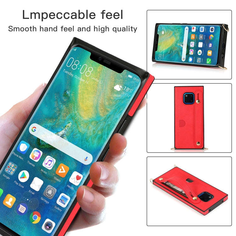 For Huawei Mate 20 Pro Wrist Strap PU+TPU Shockproof Protective Case with Crossbody Lanyard & Hol...