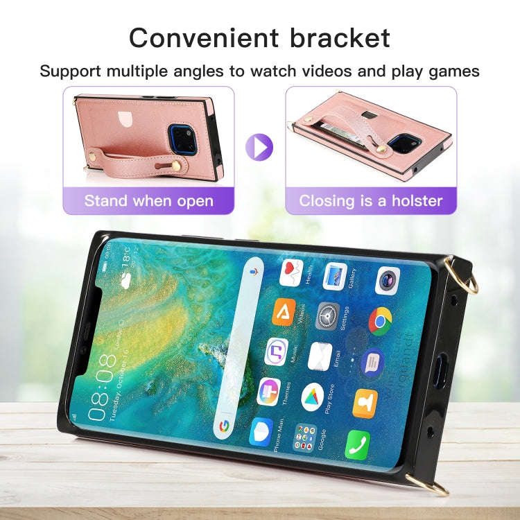 For Huawei Mate 20 Pro Wrist Strap PU+TPU Shockproof Protective Case with Crossbody Lanyard & Hol...