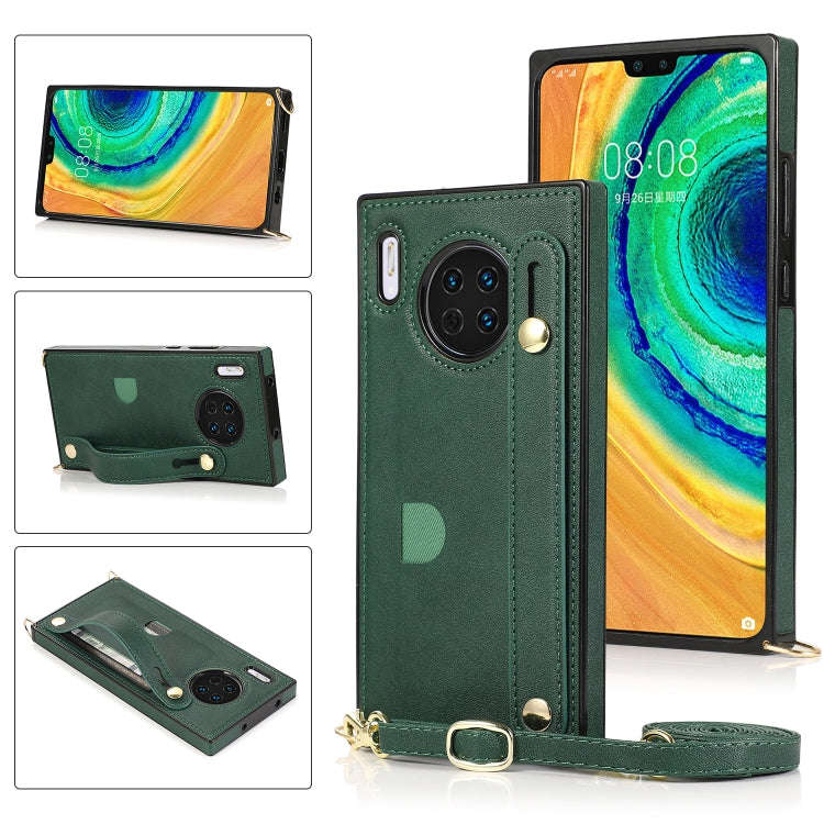 For Huawei Mate 30 Wrist Strap PU+TPU Shockproof Protective Case with Crossbody Lanyard & Holder ...