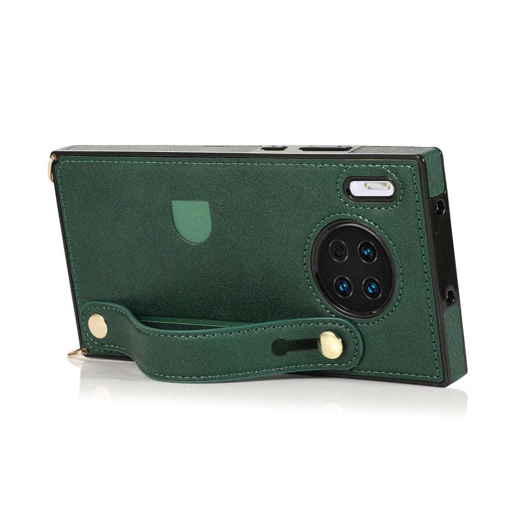 For Huawei Mate 30 Wrist Strap PU+TPU Shockproof Protective Case with Crossbody Lanyard & Holder ...