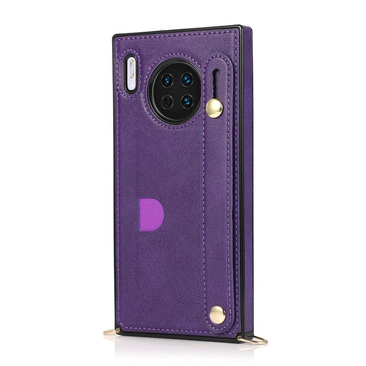 For Huawei Mate 30 Wrist Strap PU+TPU Shockproof Protective Case with Crossbody Lanyard & Holder ...