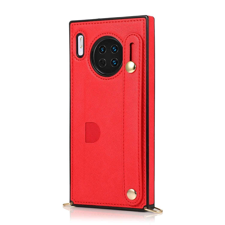 For Huawei Mate 30 Wrist Strap PU+TPU Shockproof Protective Case with Crossbody Lanyard & Holder ...