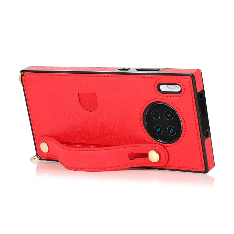 For Huawei Mate 30 Wrist Strap PU+TPU Shockproof Protective Case with Crossbody Lanyard & Holder ...