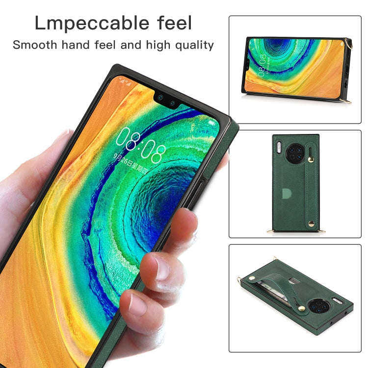 For Huawei Mate 30 Wrist Strap PU+TPU Shockproof Protective Case with Crossbody Lanyard & Holder ...