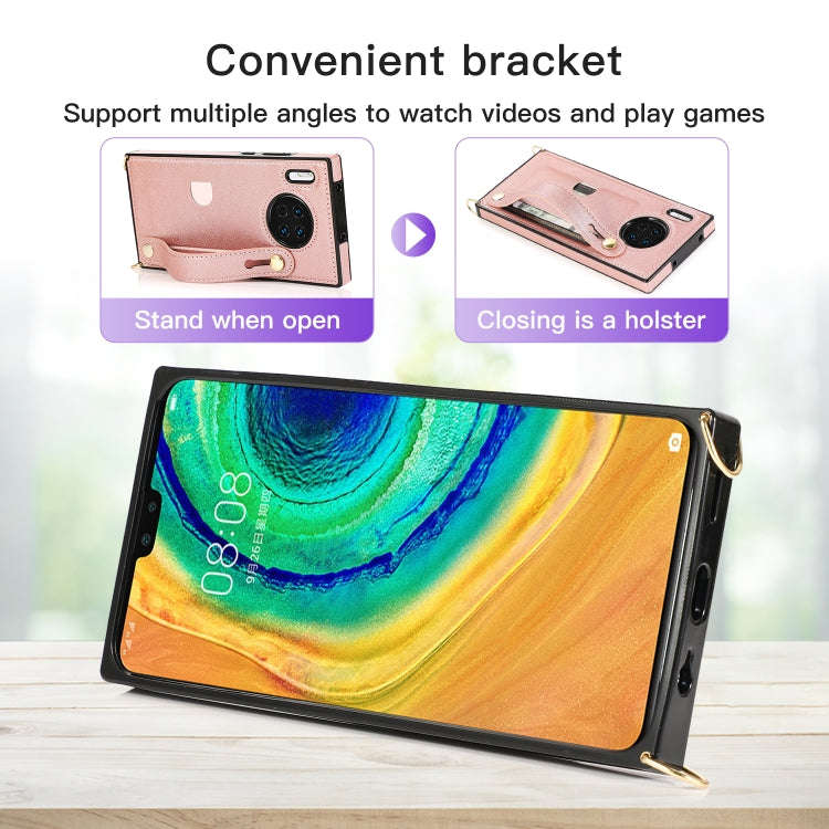 For Huawei Mate 30 Wrist Strap PU+TPU Shockproof Protective Case with Crossbody Lanyard & Holder ...
