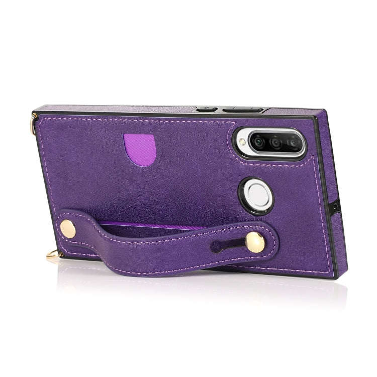 For Huawei P30 Lite Wrist Strap PU+TPU Shockproof Protective Case with Crossbody Lanyard & Holder...