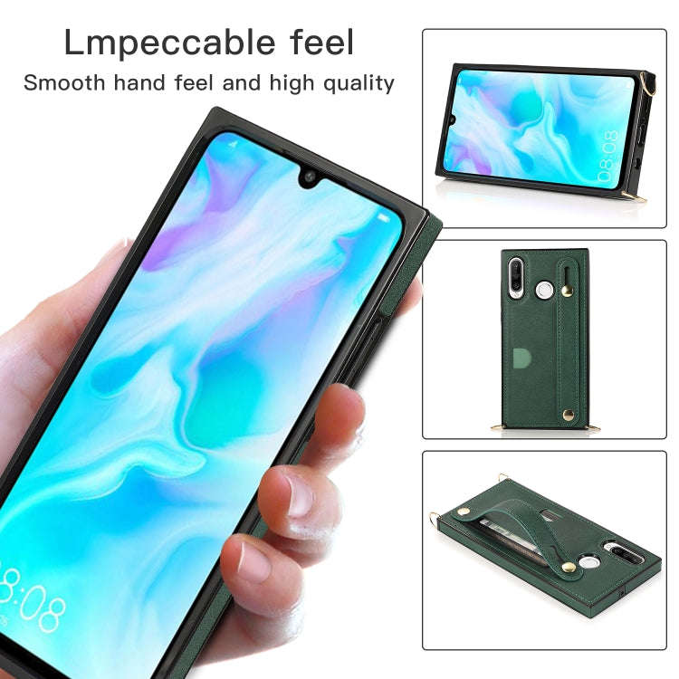 For Huawei P30 Lite Wrist Strap PU+TPU Shockproof Protective Case with Crossbody Lanyard & Holder...