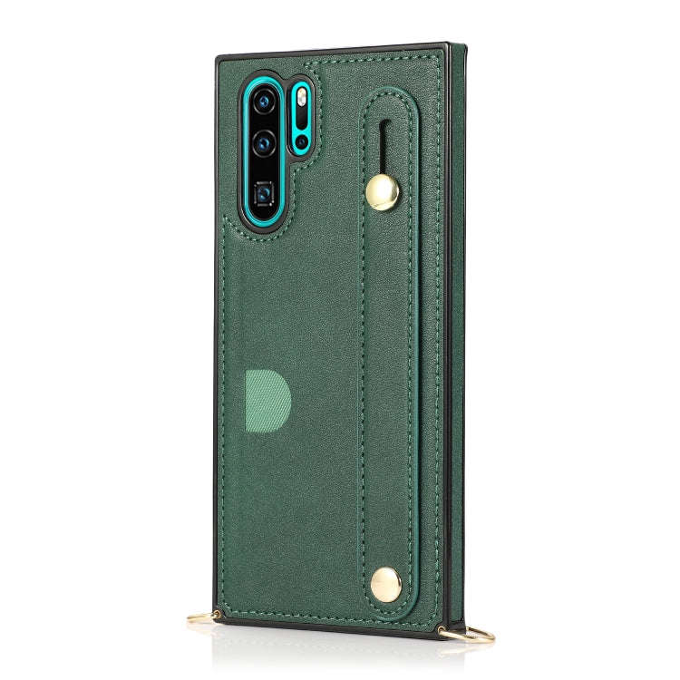 For Huawei P30 Pro Wrist Strap PU+TPU Shockproof Protective Case with Crossbody Lanyard & Holder ...