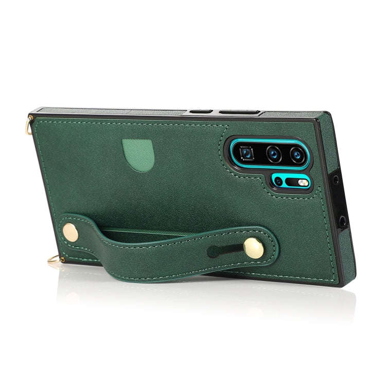 For Huawei P30 Pro Wrist Strap PU+TPU Shockproof Protective Case with Crossbody Lanyard & Holder ...