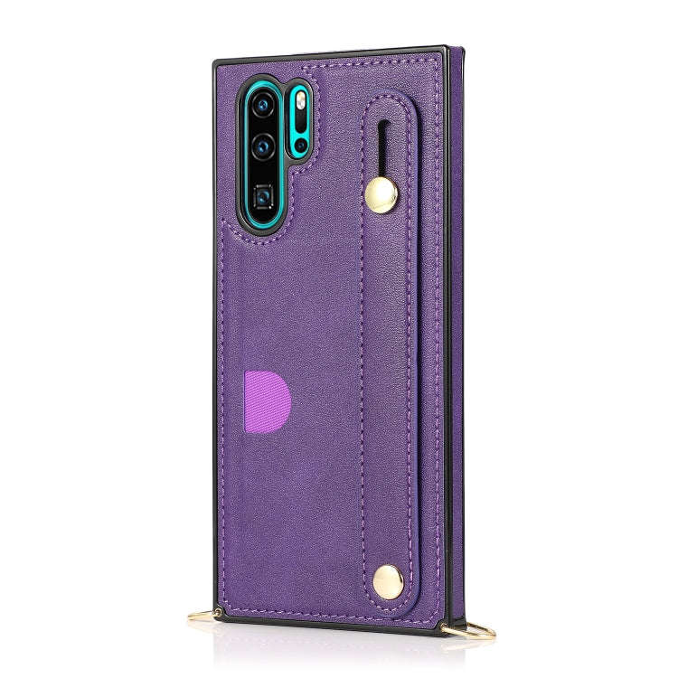 For Huawei P30 Pro Wrist Strap PU+TPU Shockproof Protective Case with Crossbody Lanyard & Holder ...