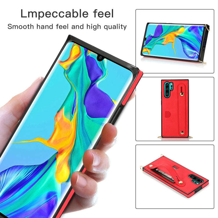 For Huawei P30 Pro Wrist Strap PU+TPU Shockproof Protective Case with Crossbody Lanyard & Holder ...
