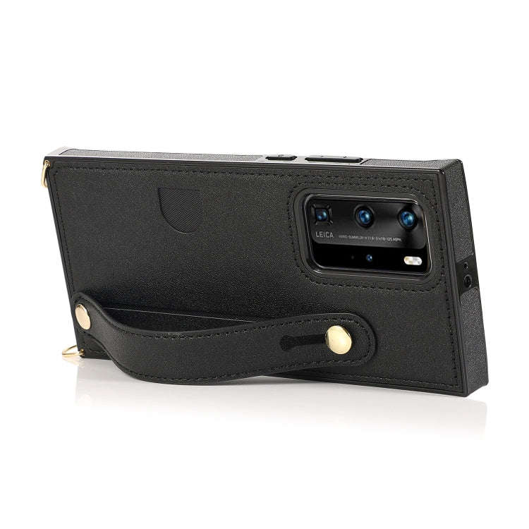 For Huawei P40 Wrist Strap PU+TPU Shockproof Protective Case with Crossbody Lanyard & Holder & Ca...