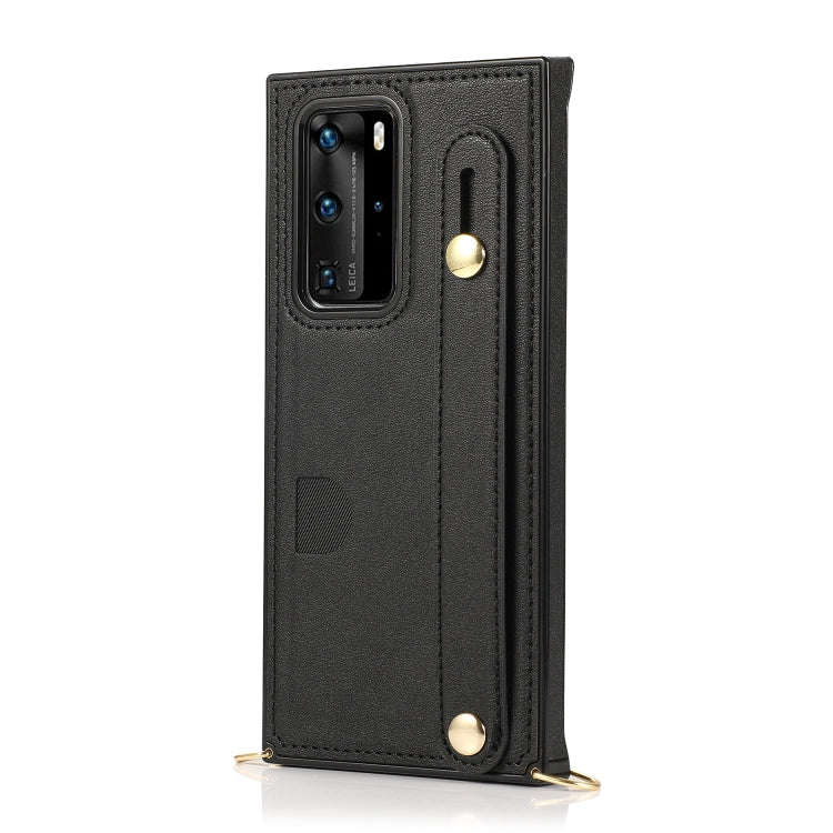 For Huawei P40 Pro Plus Wrist Strap PU+TPU Shockproof Protective Case with Crossbody Lanyard & Ho...