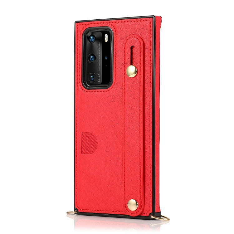For Huawei P40 Pro Plus Wrist Strap PU+TPU Shockproof Protective Case with Crossbody Lanyard & Ho...