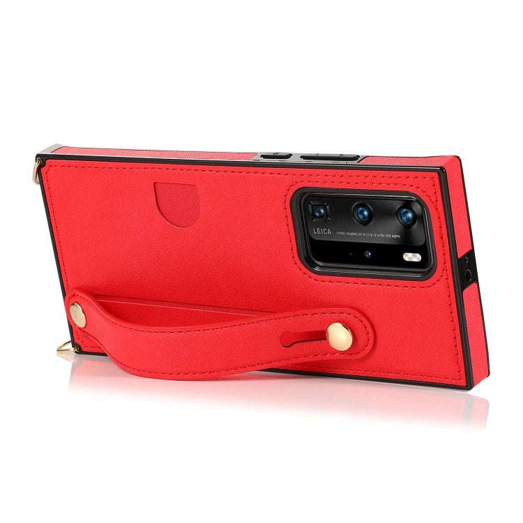 For Huawei P40 Pro Plus Wrist Strap PU+TPU Shockproof Protective Case with Crossbody Lanyard & Ho...