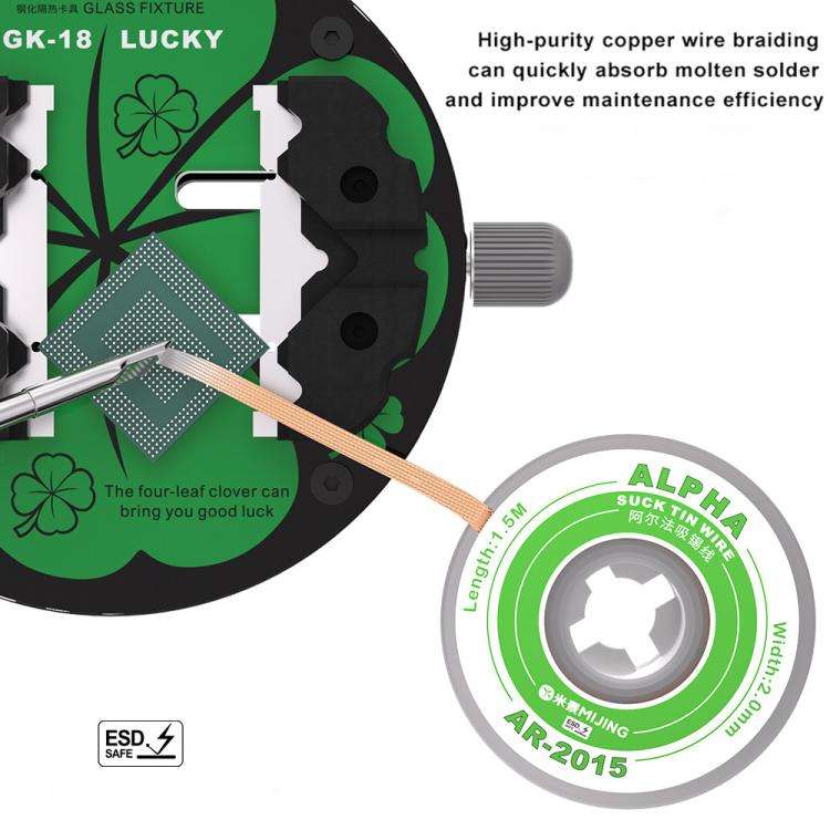 Mijing 10 in 1 Motherboard IC Chip Cleaning Alpha Tin-Absorbing Wire, Model:AR-2015