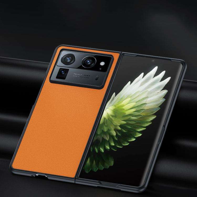 For Tecno Phantom V Fold Ultra-thin Plain Skin Leather Phone Case(Orange)