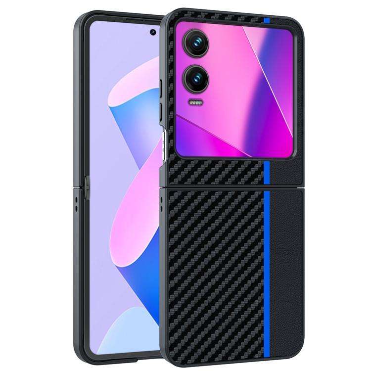 For Infinix Zero Flip India Ultra-thin Carbon Fiber Texture Printing Phone Case(Black Blue)