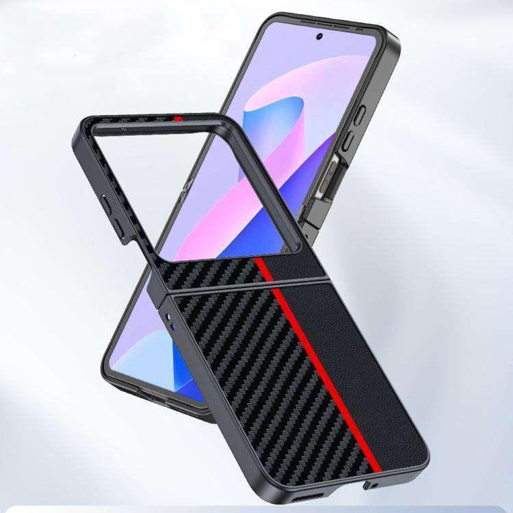 For Infinix Zero Flip India Ultra-thin Carbon Fiber Texture Printing Phone Case(Black Blue)