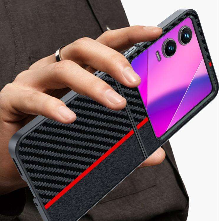 For Infinix Zero Flip India Ultra-thin Carbon Fiber Texture Printing Phone Case(Black Blue)