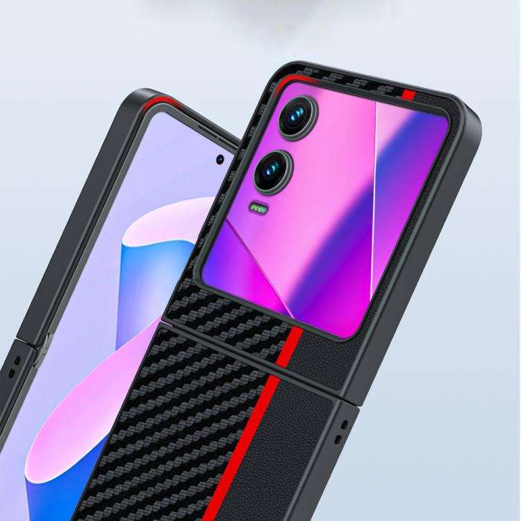 For Infinix Zero Flip India Ultra-thin Carbon Fiber Texture Printing Phone Case(Black Blue)