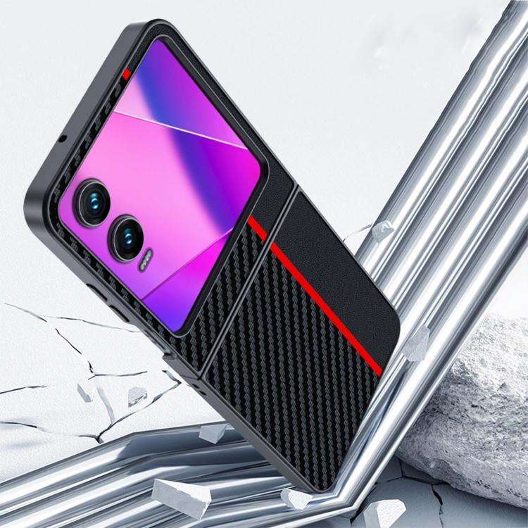 For Infinix Zero Flip India Ultra-thin Carbon Fiber Texture Printing Phone Case(Black Blue)