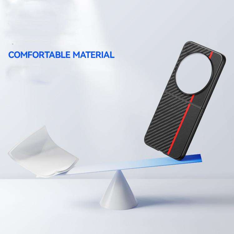 For Tecno Phantom V Flip Ultra-thin Carbon Fiber Texture Printing Phone Case(Black)