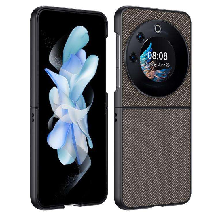 For Tecno Phantom V Flip Ultra-thin Carbon Fiber Texture Printing Phone Case(Gold)