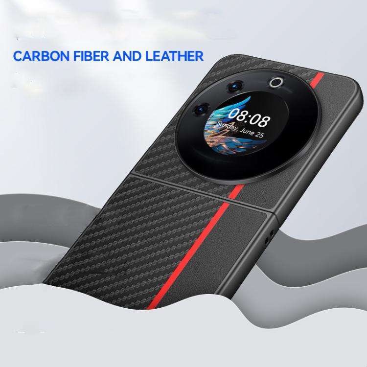 For Tecno Phantom V Flip Ultra-thin Carbon Fiber Texture Printing Phone Case(Gold)