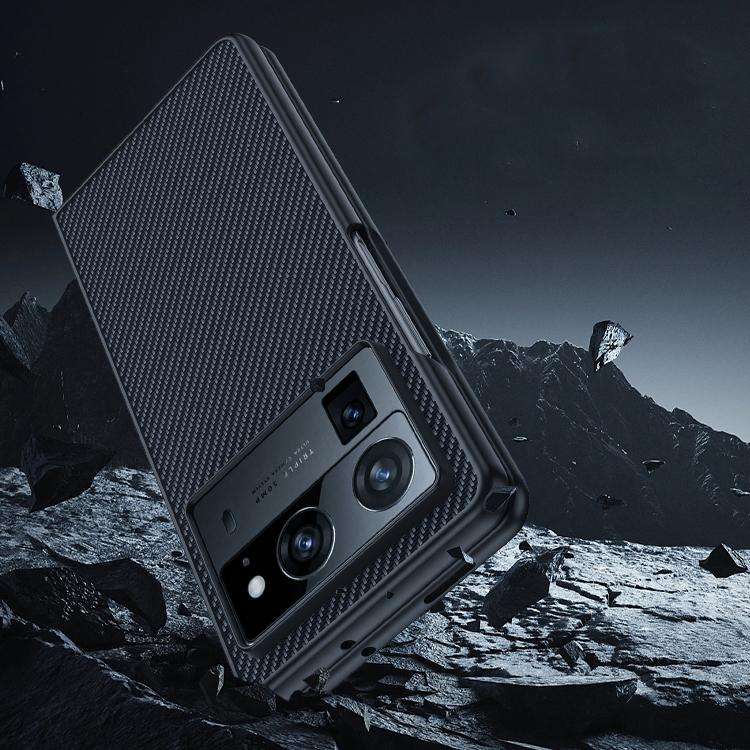 For Tecno Phantom V Fold2 Ultra-thin Carbon Fiber Texture Printing Phone Case(Gold)