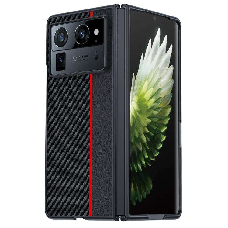 For Tecno Phantom V Fold2 Ultra-thin Carbon Fiber Texture Printing Phone Case(Black Red)
