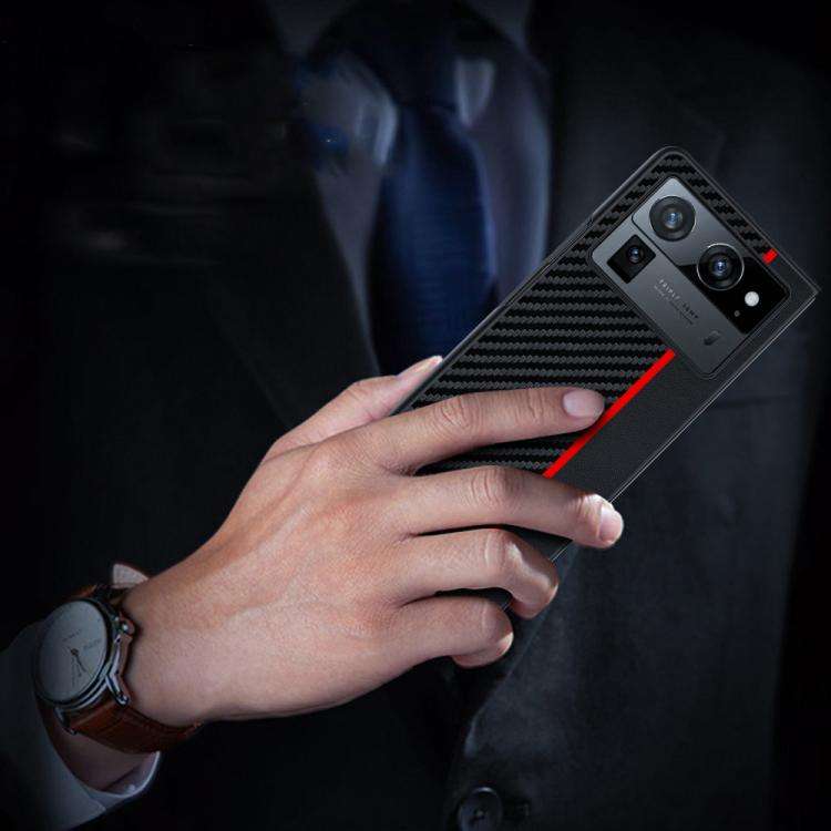For Tecno Phantom V Fold2 Ultra-thin Carbon Fiber Texture Printing Phone Case(Black Yellow)