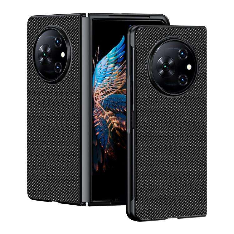 For Tecno Phantom V Fold Ultra-thin Carbon Fiber Texture Printing Phone Case(Black)