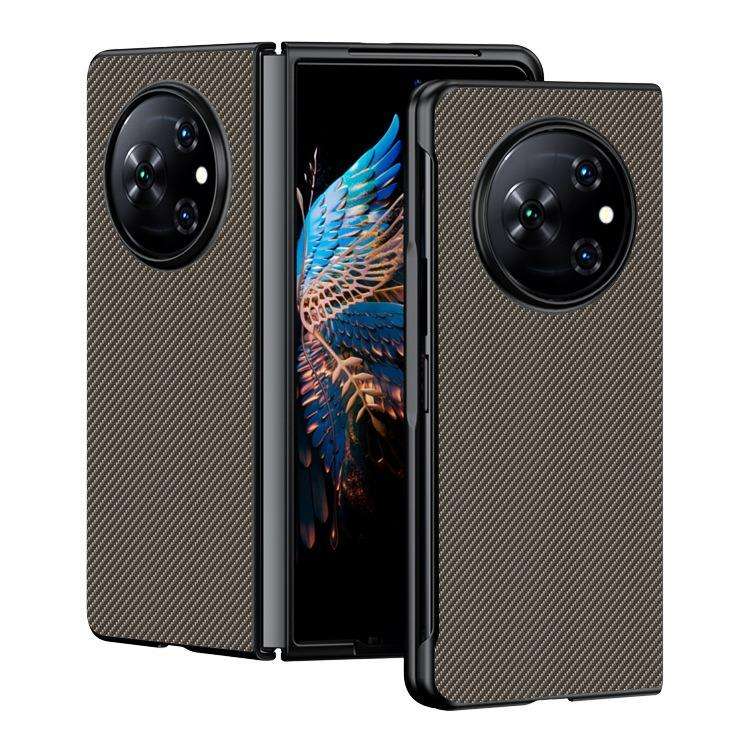 For Tecno Phantom V Fold Ultra-thin Carbon Fiber Texture Printing Phone Case(Gold)