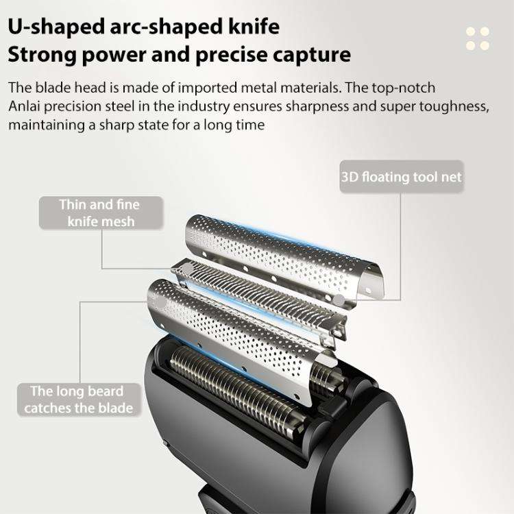 Full Body Washable LED Digital Display Reciprocating Electric Shaver(Gun Fight Black)