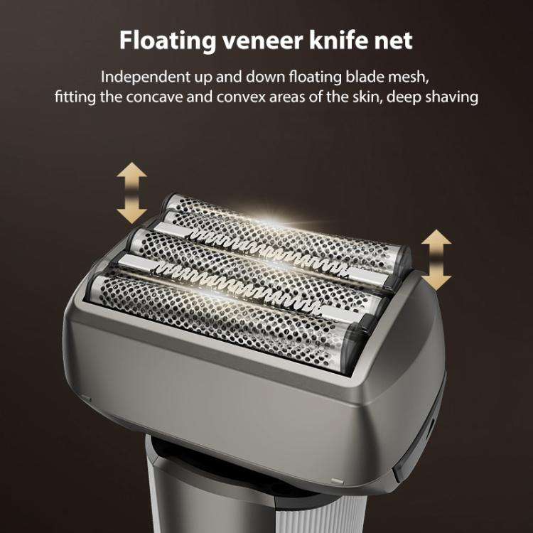 Five-blade Full Body Washable LED Digital Display Reciprocating Electric Shaver(Grey)