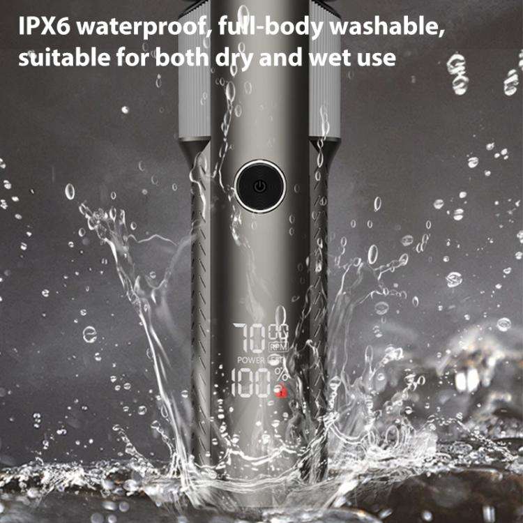 Five-blade Full Body Washable LED Digital Display Reciprocating Electric Shaver(Grey)