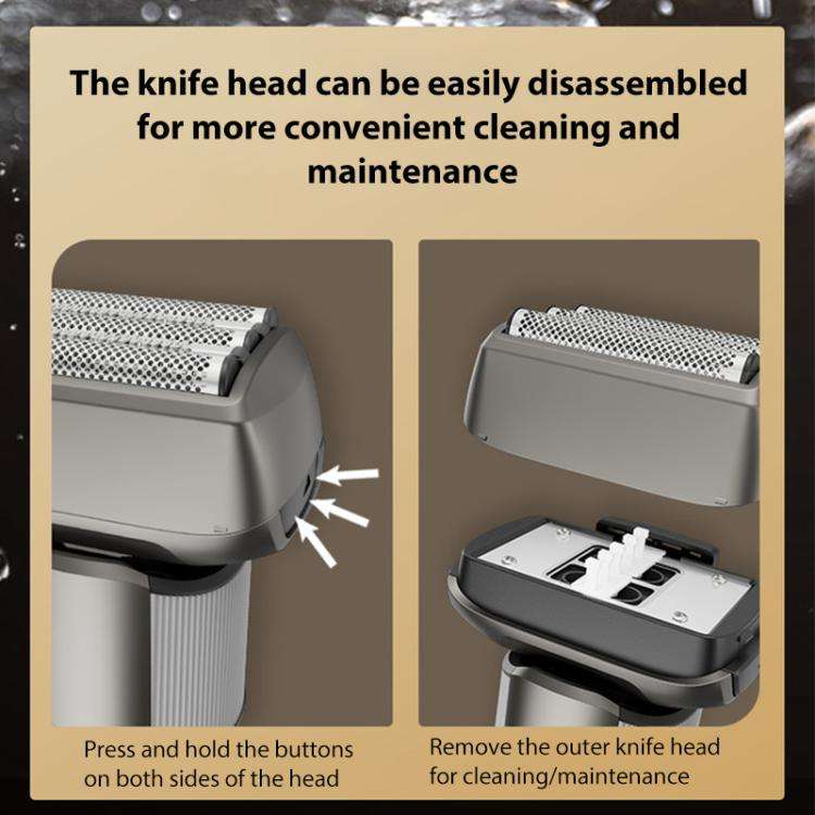 Five-blade Full Body Washable LED Digital Display Reciprocating Electric Shaver(Grey)