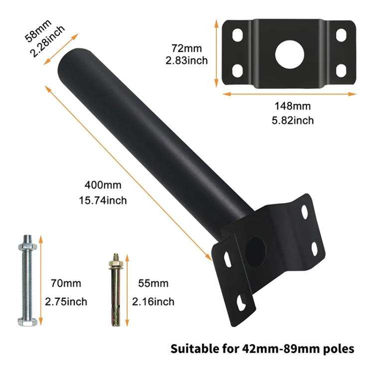 4 Sets 48mm Pipe Diameter Solar Street Light Bracket Mounting Arm, Length: 40cm(White)