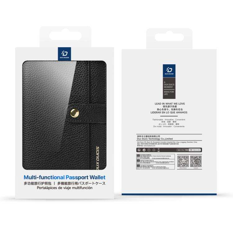 DUX DUCIS PU Leather RFID Multi-card Wallet with Lanyard(Black)
