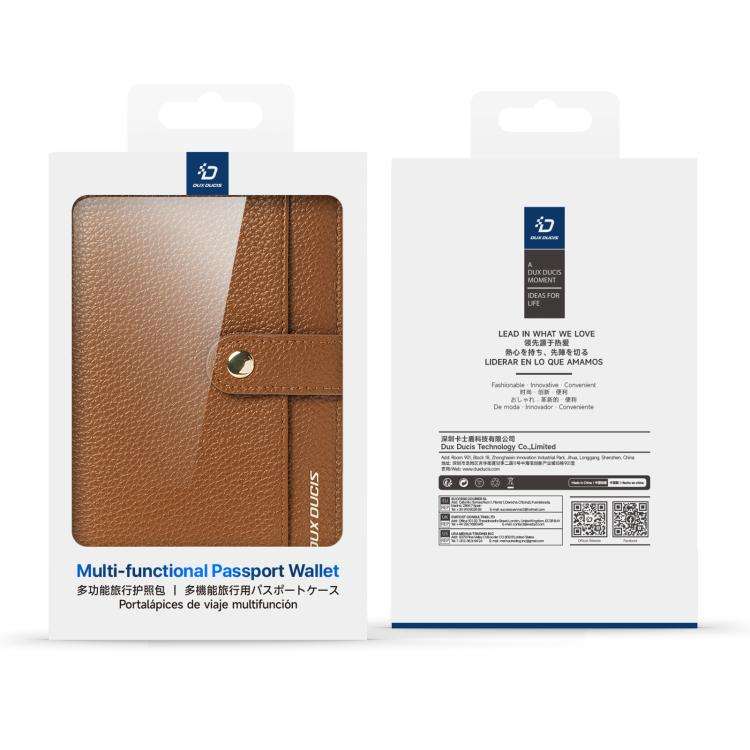 DUX DUCIS PU Leather RFID Multi-card Wallet with Lanyard(Brown)