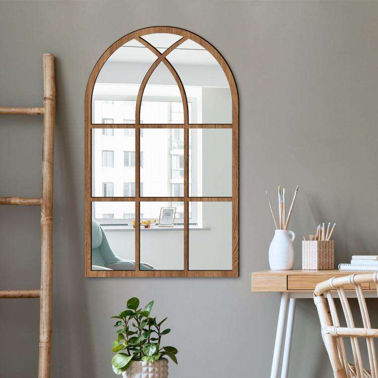 Wood Acrylic Imitation Window Self-adhesive Decorative Mirror, Model:MZ421A-Size L